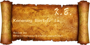 Kenesey Borbála névjegykártya